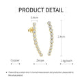 Gold Curved Row Zircon Stud Earrings for Women, Sparkling Everyday Jewellery - view 3
