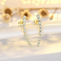 Gold Curved Row Zircon Stud Earrings for Women, Sparkling Everyday Jewellery - view 4