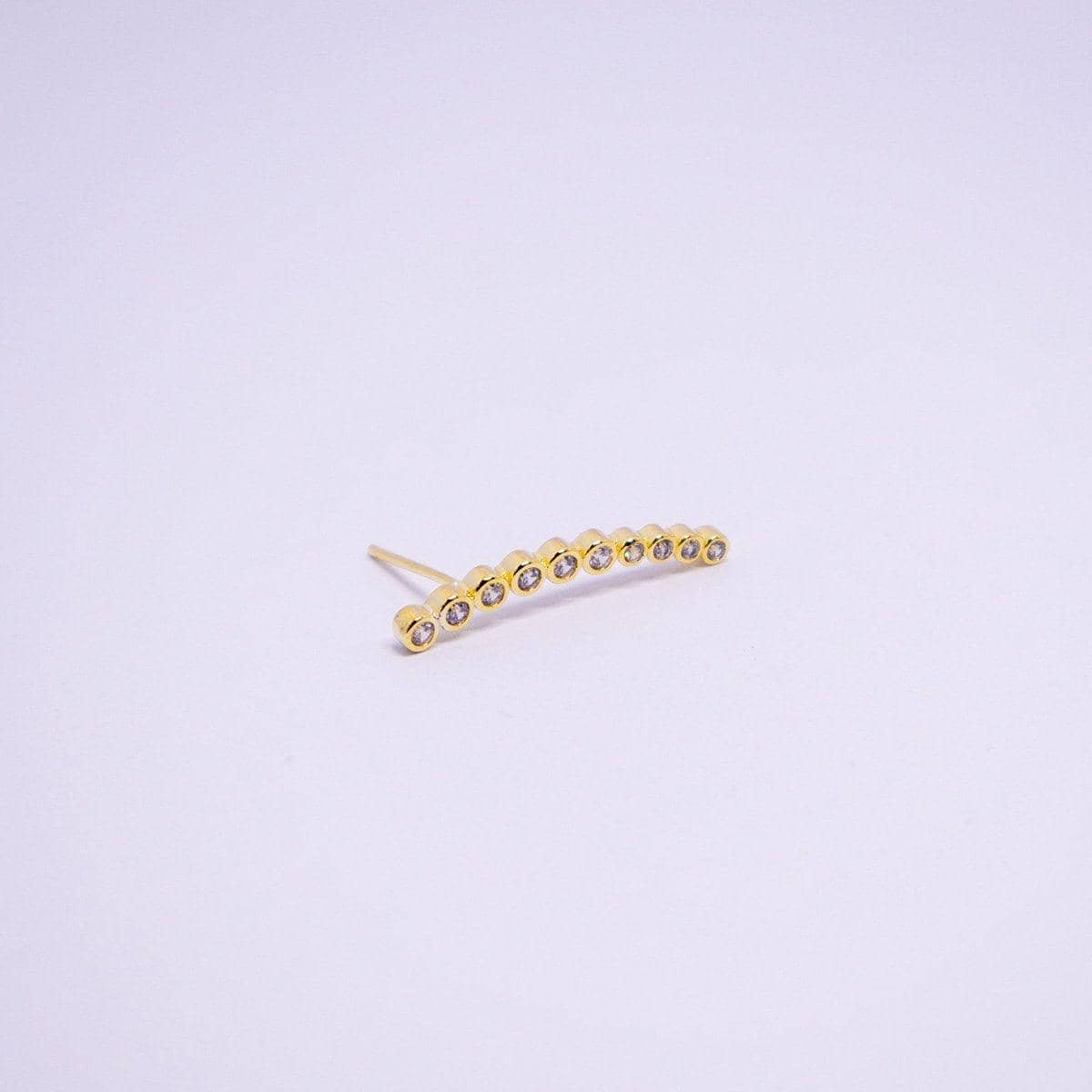 Gold Curved Row Zircon Stud Earrings for Women, Sparkling Everyday Jewellery - view 5