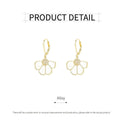 Gold Flower Stud Earrings with Pearl Accent for Women - view 3