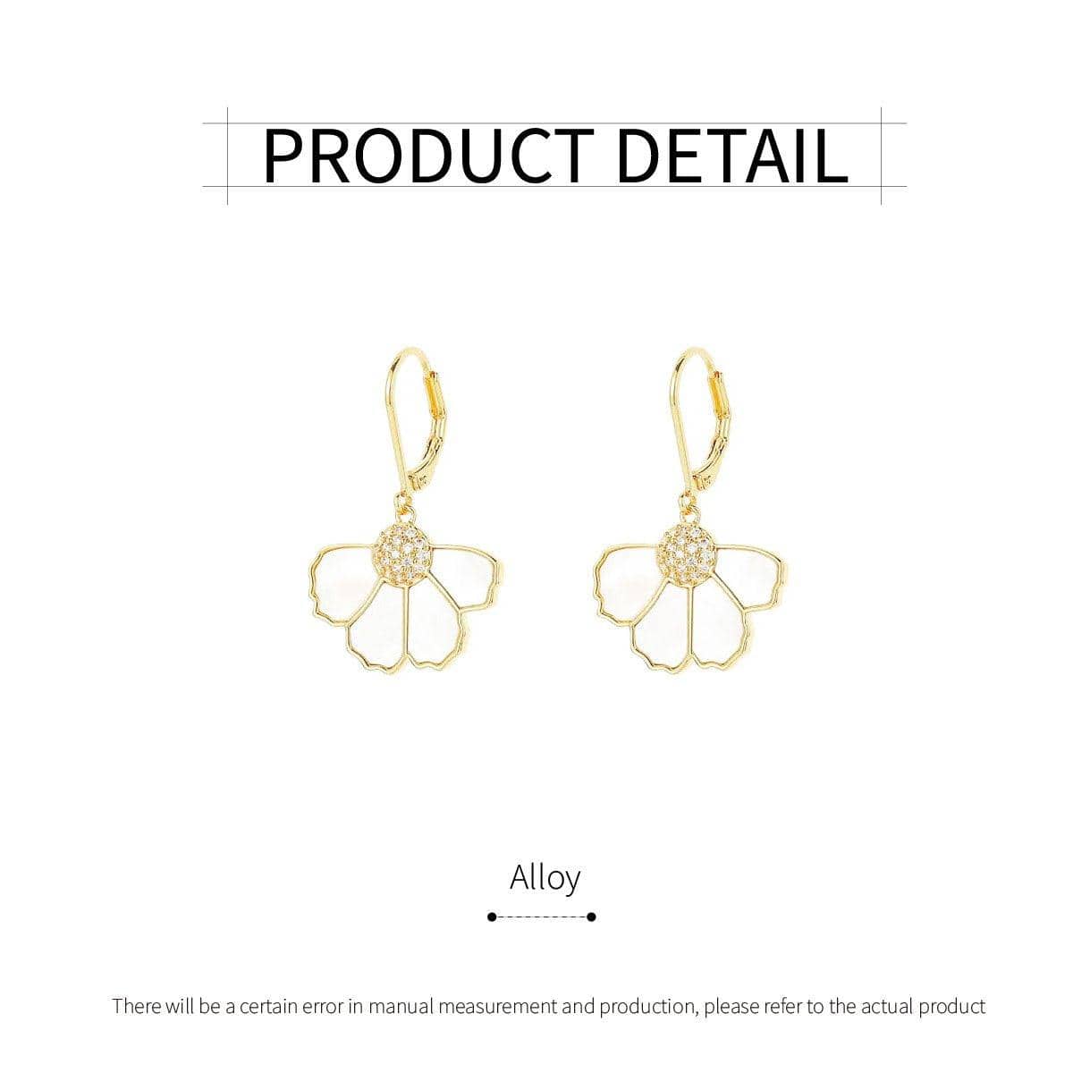 Gold Flower Stud Earrings with Pearl Accent for Women - view 3