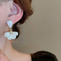 Gold Flower Stud Earrings with Pearl Accent for Women - view 5