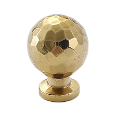 Gold Hammered Solid Brass Cabinet Knob - Round Ball Shape