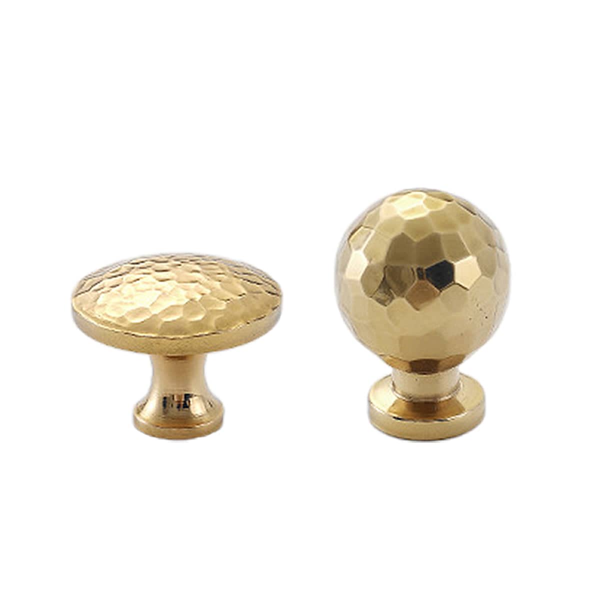 Gold Hammered Solid Brass Cabinet Knob - Round Ball Shape - view 3