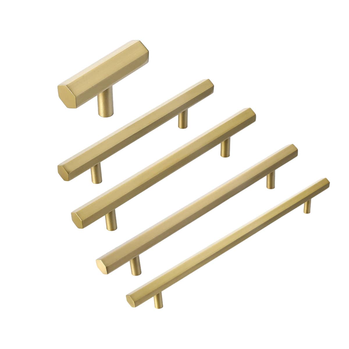 Gold Hexagonal Wardrobe Door Handle, Modern Long Pull - Single Hole - view 3