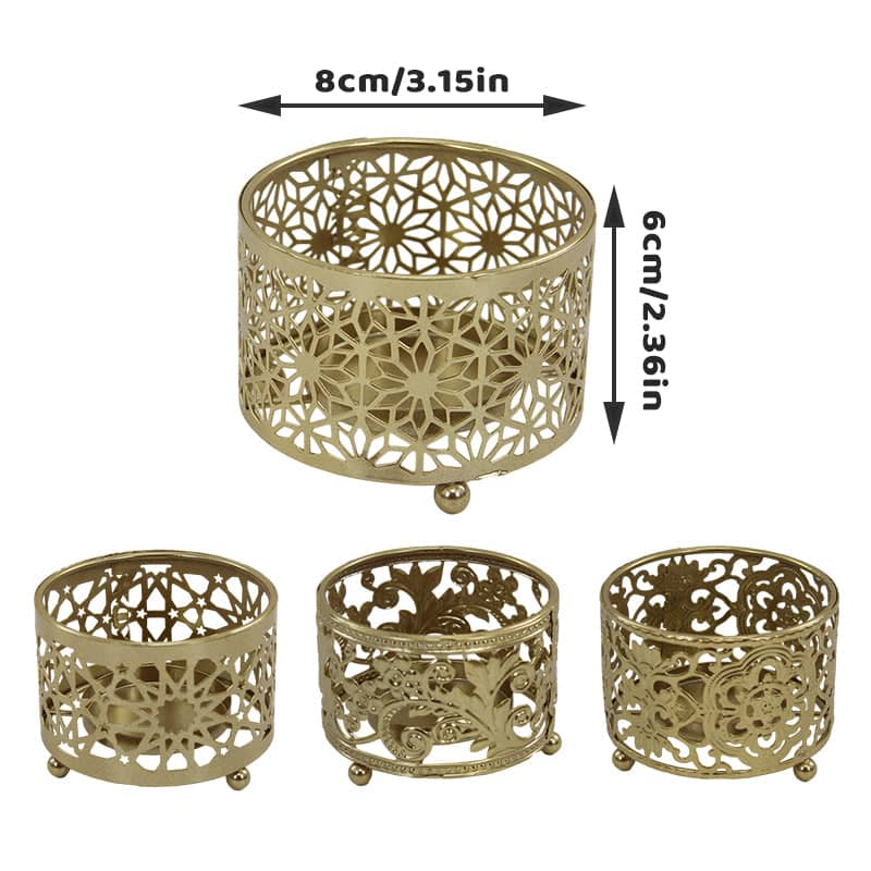 Gold Hollow Iron Candle Trays Set of 4 for Wedding and Party Decor - view 3