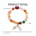 Gold Jade and Agate Beaded Bracelet for Women, Gourd Charm Retro Chinese Style - view 3