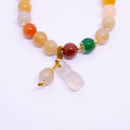 Gold Jade and Agate Beaded Bracelet for Women, Gourd Charm Retro Chinese Style - view 4