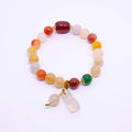 Gold Jade and Agate Beaded Bracelet for Women, Gourd Charm Retro Chinese Style - view 5
