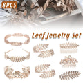 Gold Leaf Bridal Headband and Hair Comb Set, Set of 8