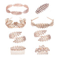Gold Leaf Bridal Headband and Hair Comb Set, Set of 8 - view 2