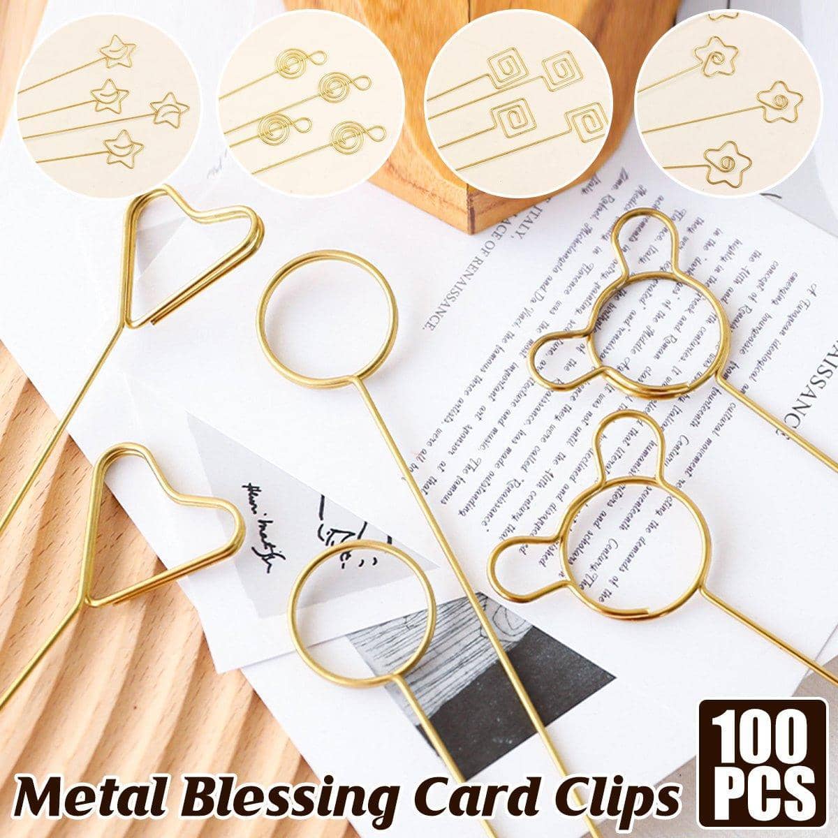 Gold Metal Florist Card Clips, Pack of 100 - Animal Head Shape - view 2