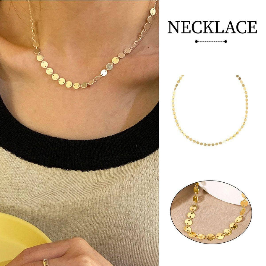 Gold Metal Sequin Necklace Fashion Jewellery for Women