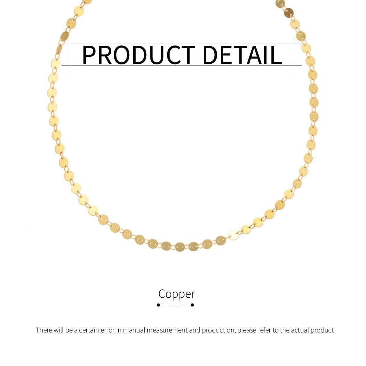 Gold Metal Sequin Necklace Fashion Jewellery for Women - view 3