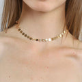 Gold Metal Sequin Necklace Fashion Jewellery for Women - view 4