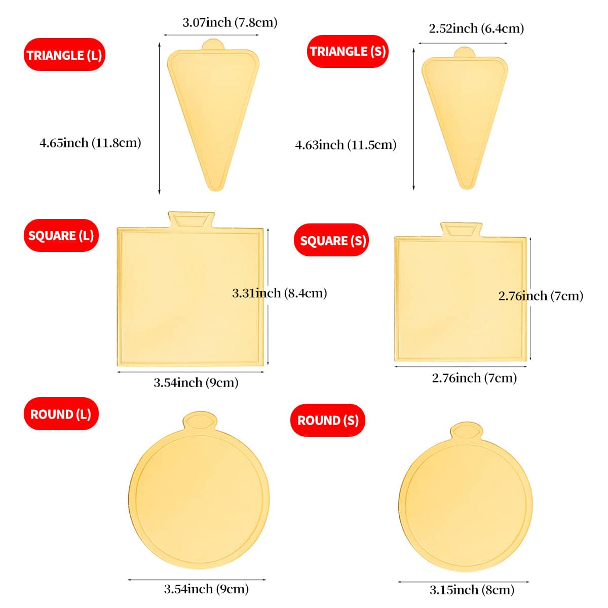 Gold Mousse Cake Boards with Handle Tab, Pack of 100 - Triangle Large 11.8 x 7.8cm - view 4