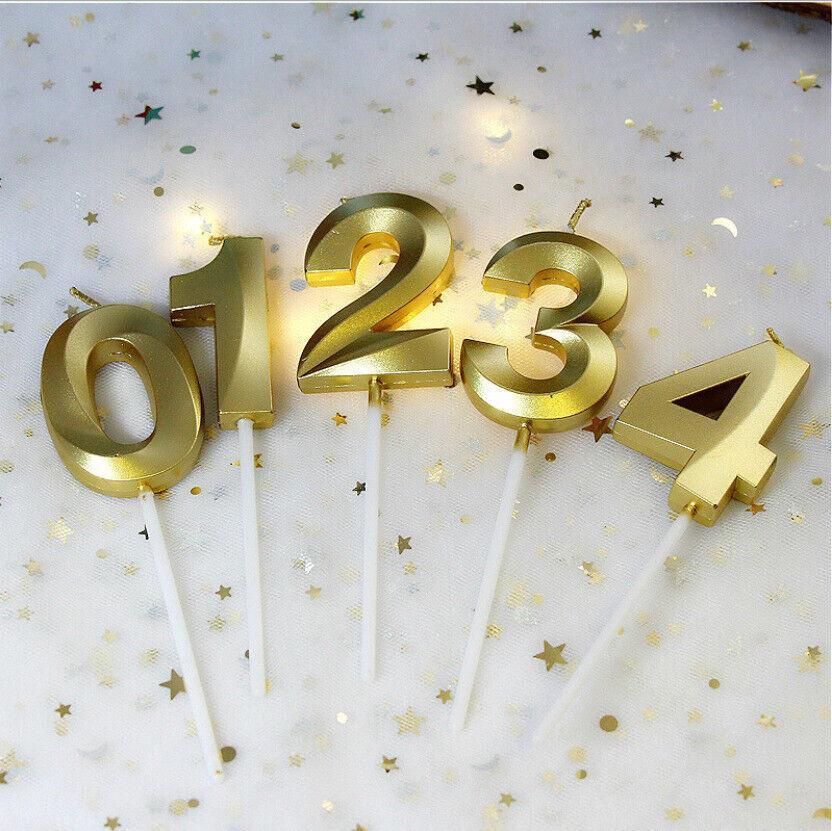 Gold Number Birthday Candle with Stand - Number 2 - view 4