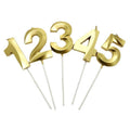 Gold Number Birthday Candle with Stand - Number 6 - view 3