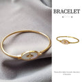 Gold Openable Thin Bangle with White Oval Centre for Women