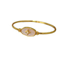 Gold Openable Thin Bangle with White Oval Centre for Women - view 2