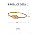 Gold Openable Thin Bangle with White Oval Centre for Women - view 3