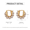 Gold Pearl Hoop Earrings for Women, Simple Brass Statement Jewellery - view 3