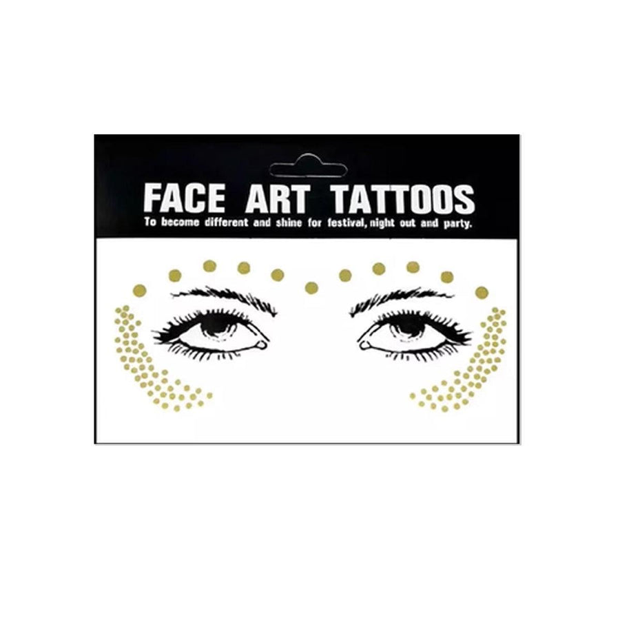 Gold Shine Face Temporary Tattoos for Women and Girls - Gold Dot Brow Arcs and Cheek Crescents, Style 2