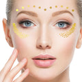 Gold Shine Face Temporary Tattoos for Women and Girls - Gold Dot Brow Arcs and Cheek Crescents, Style 7 - view 5