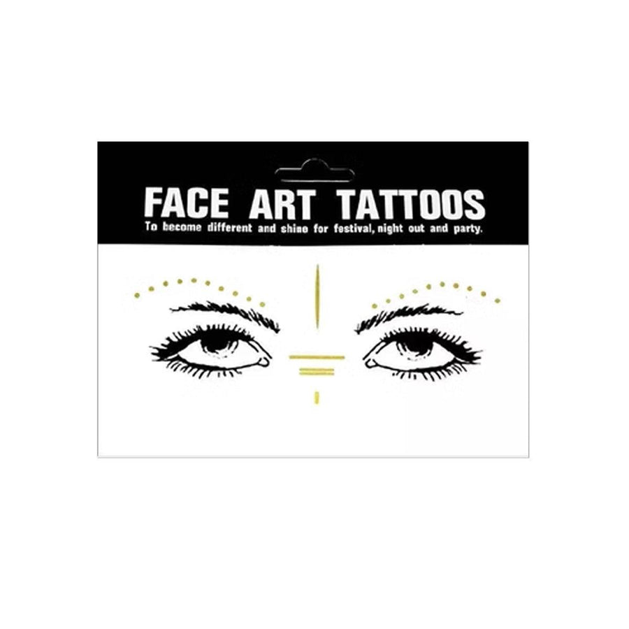 Gold Shine Face Temporary Tattoos for Women and Girls - Gold Dotted Brows and Centre Line