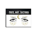 Gold Shine Face Temporary Tattoos for Women and Girls - Gold Moon, Stars and Dots