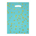 Gold Star Aluminium Foil Party Favour Bags, 16.5 x 25cm, Pack of 100 - Aqua Blue