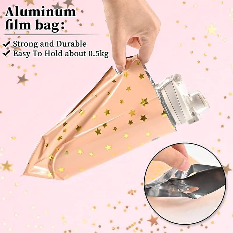 Gold Star Aluminium Foil Party Favour Bags, 16.5 x 25cm, Pack of 100 - Aqua Blue - view 5