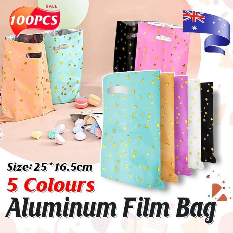 Gold Star Aluminium Foil Party Favour Bags, 16.5 x 25cm, Pack of 100 - Peach Orange - view 2