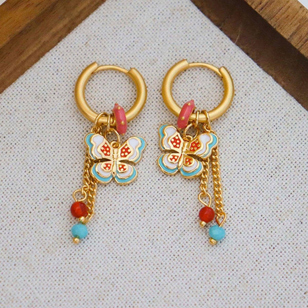 Gold-Tone Butterfly Fringe Earrings - view 5