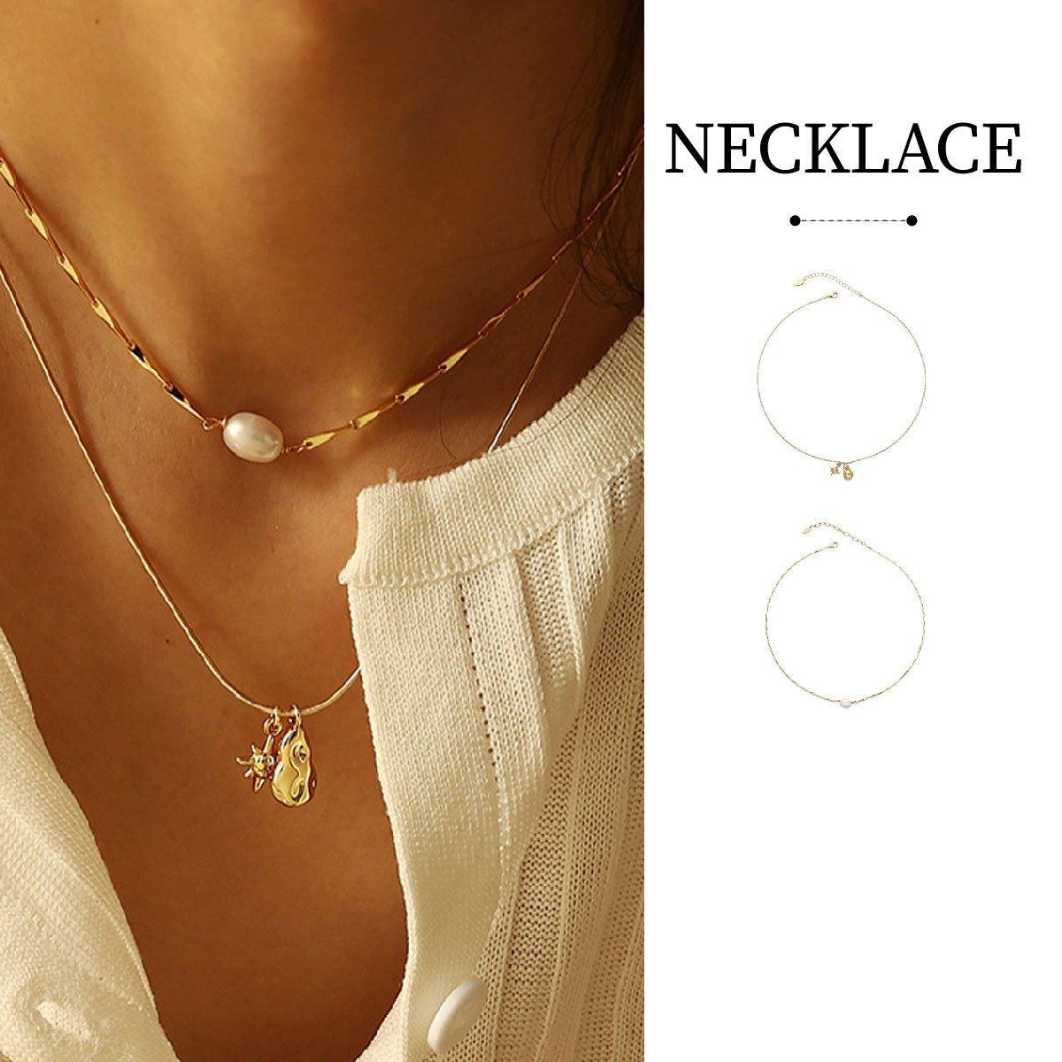 Gold-Tone Copper Necklace for Women - Single Pearl Bead - view 2