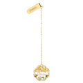 Gold-Tone Metal Bookmark Clip with Chain Pendant - White Deer and Golden Tree
