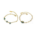 Gold Tone Natural Stone Bracelet Adjustable Jewellery - Three Beads - view 3