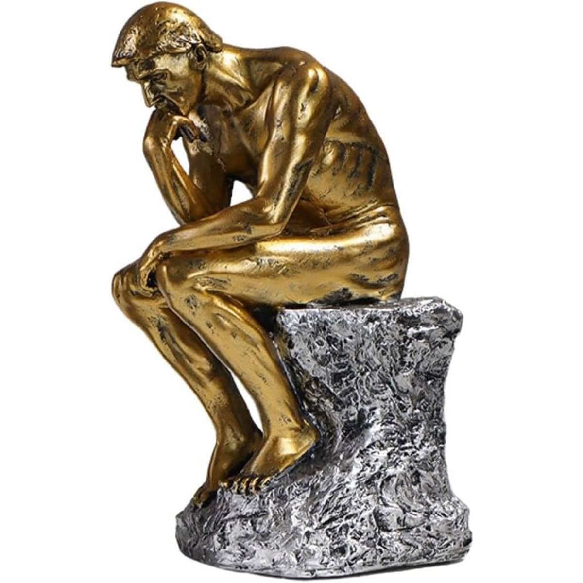 Gold Tone Resin Sculpture Figure, Modern Tabletop Decorative Statue Ornament, 25 cm - view 2