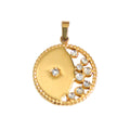 Gold Tone Stainless Steel Pendant Charm - Half Moon Crystal