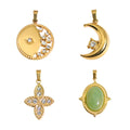 Gold Tone Stainless Steel Pendant Charm - Half Moon Crystal - view 3