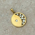 Gold Tone Stainless Steel Pendant Charm - Half Moon Crystal - view 5