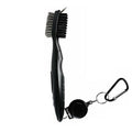 Golf Club Cleaning Brush with Retractable Clip, Dual Bristles - Black