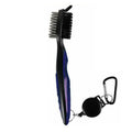 Golf Club Cleaning Brush with Retractable Clip, Dual Bristles - Blue