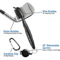 Golf Club Cleaning Brush with Retractable Clip, Dual Bristles - Red - view 4