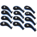 Golf Head Covers 12 Piece Set, Neoprene Club Headcovers - Blue