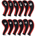 Golf Head Covers 12 Piece Set, Neoprene Club Headcovers - Red