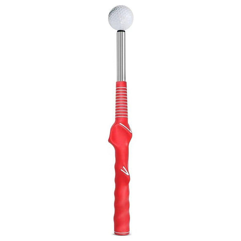 Golf Swing Trainer, Telescopic Impact Sound Practice Stick - Red