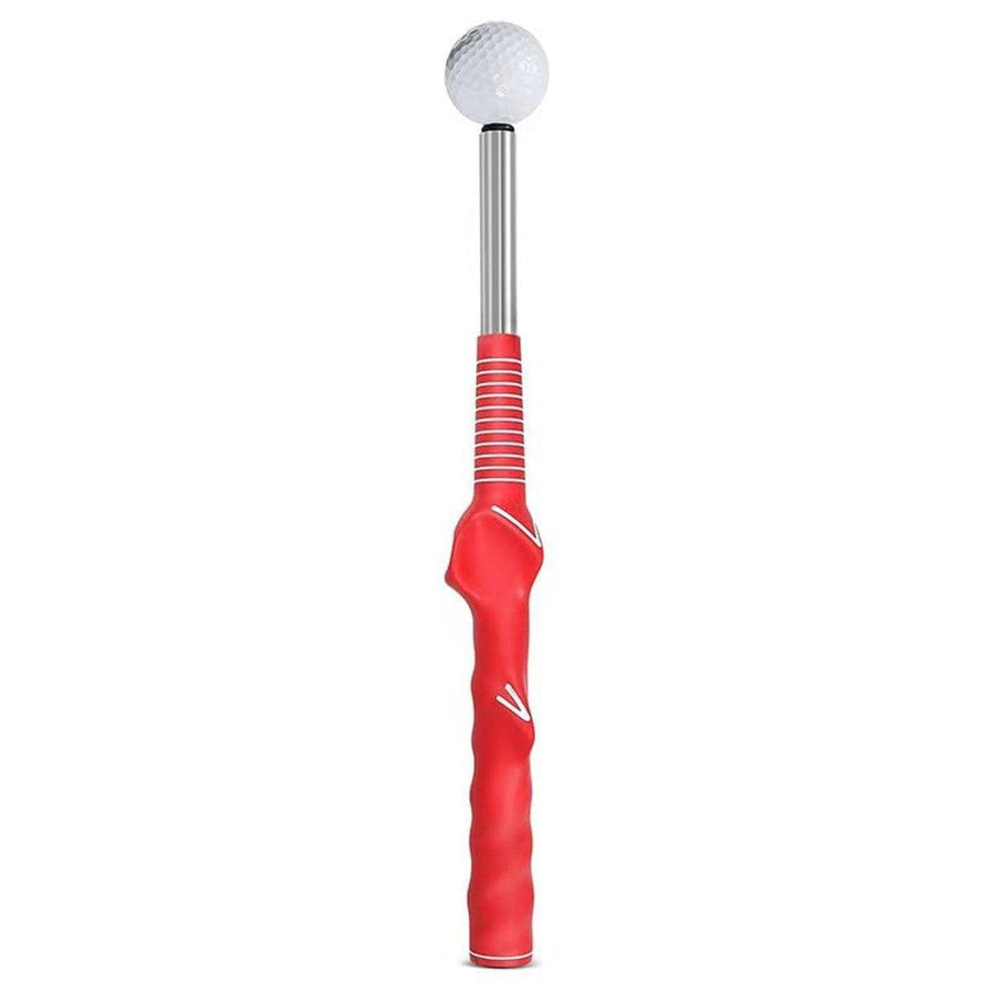 Golf Swing Trainer, Telescopic Impact Sound Practice Stick - Red