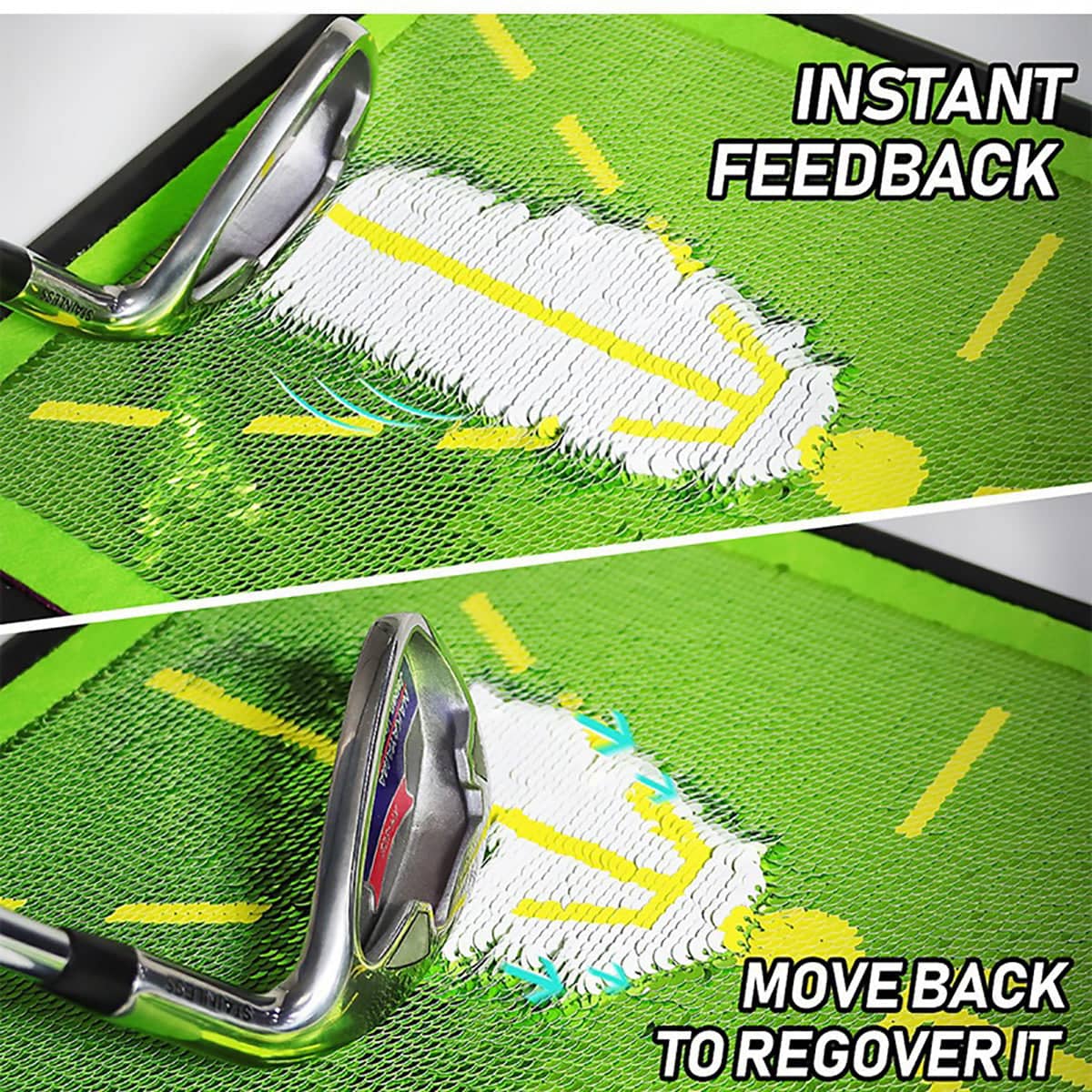 Golf Swing Training Mat with Sequin Surface and Rubber Base for Indoor and Outdoor Practice - view 5