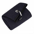 Golf Towel with Carabiner Clip, Waffle Cotton, 40 x 60 cm - Black
